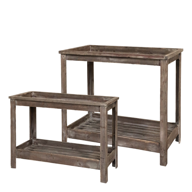 Rustic wooden console table with a bottom shelf- set of two.