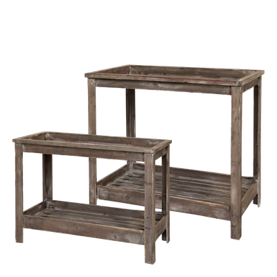 Rustic wooden console table with a bottom shelf- set of two.