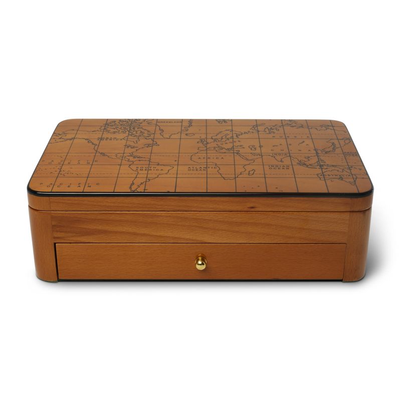 See the lovely curved edges and this large version also has a pull-out drawer.