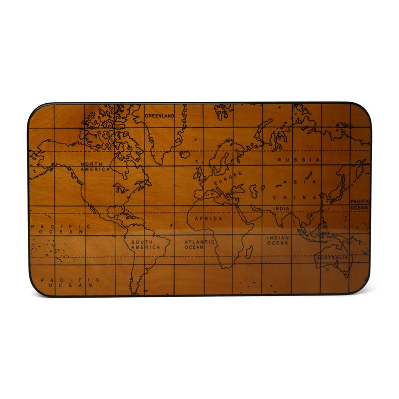 A larger Accessories Box at a generous 32.5 cm length, and sporting a lovely lid showing a world map. Ideal for jewellery or hobby accessories.