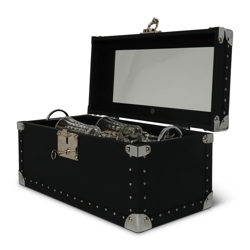 Unlock the box and open up the box. Two beautiful glasses meet your eyes.