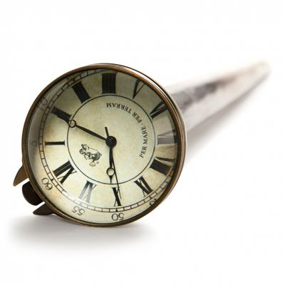See the watch set into the walking stick.