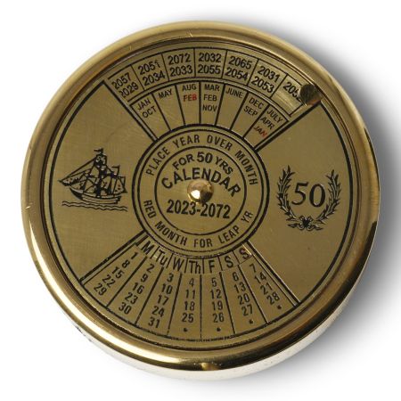 A clever 50 year calendar. You can find what day of the week any given date was or will be over a 50 year span! A real curio that will appeal and amuse a generation that's more used to a mobile phone !