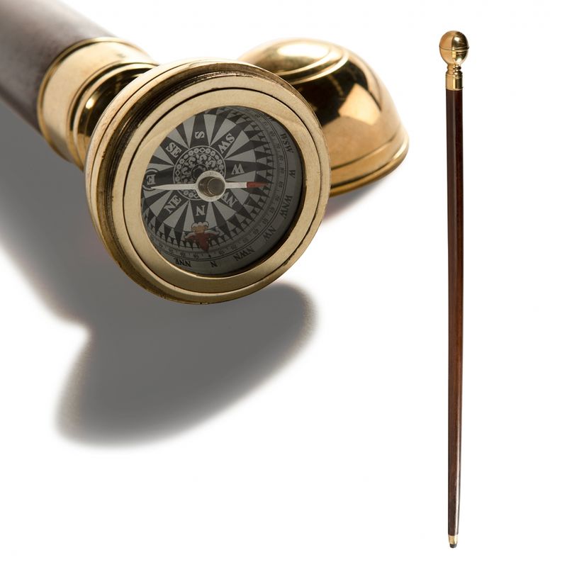 Well, this walking stick is like a James Bond gizmo!! It takes apart into two halves for travelling, The top knob handle reveals a compass, and the cane itself hides a glass for the odd Martini (or whatever you fancy!)