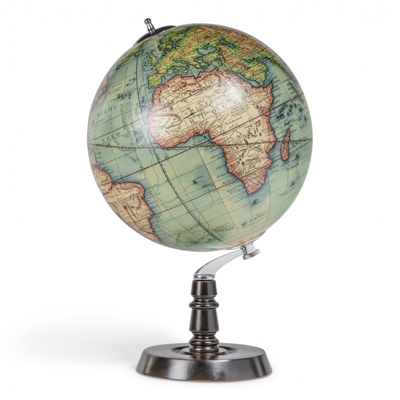 Every home should have a globe, and here is a smart French style globe in beautiful colour showing the world as it was in the 1920's. 
The globe itself is 32 cm in diameter, and stands to a height of 50 cm. and the stand has a Honey Distressed finish.