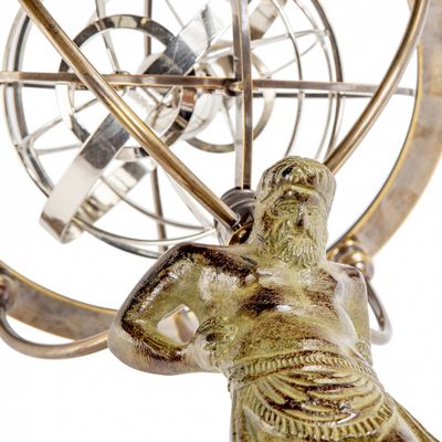 At a height of 56 cm, you can enjoy this Armillary in its full glory, depicting a statue of Atlas carrying the weight of the world on his shoulders. 
This will make a fine centrepiece in any room.