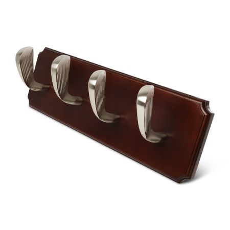 A run of golf clubs, each in the shape of a golf club adds interest to a useful addition to the home.