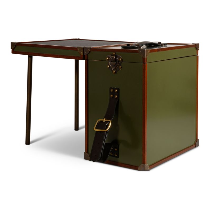 At last, a proper picnic befitting the upper classes! This picnic trunk with carry handle, opens up and voila!, a fold out table!! 