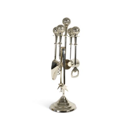 This aluminium utensil set has all the accessories you need for setting up a successful bar complete with a handy stand. Will stand truly proud on any bar top.