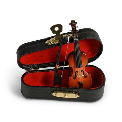 Here is the violin and bow resting in the lovely case that comes as part of this set.