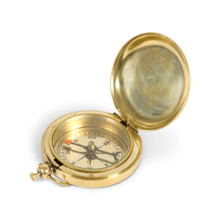 A lovely push button reset compass that is made of brass and has a 6.4" diameter