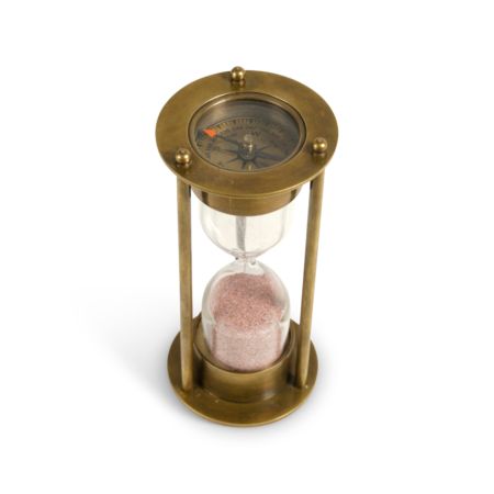 Not only useful but a good looking item for your home or office too. This is an old fashioned hourglass, but wait! There is a compass housed in the end !!