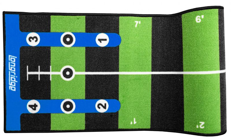 Longridge Pro Putting Mat
Green Black Stripe Runner Mat with Markings
Close up image of markings