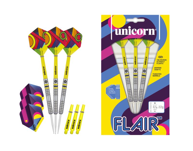 Unicorn Flair 80% Tungsten Darts
Yellow Red Black Finish
