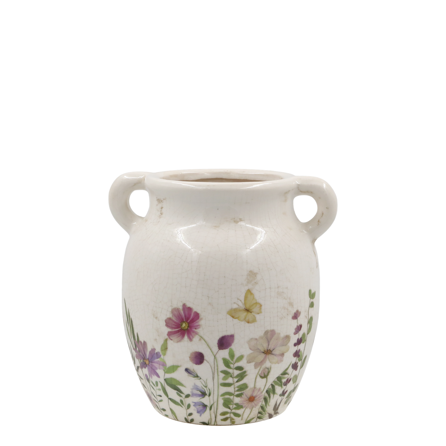 An absolutely beautiful range of chinaware with a wild flower design.This image is the pretty Medo vase which is available separately as well as part of the complete set. 
The set has a cream finish.