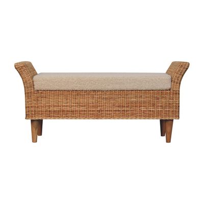 Cresta Boucle Woven Bench
Wooden legs, Winged natural woven finish sides with a Cream Boucle Seat Pad