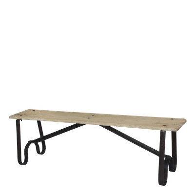 A practical bench that can find a rightful place in any home. Made from recycled natural woodwith an iron frame.