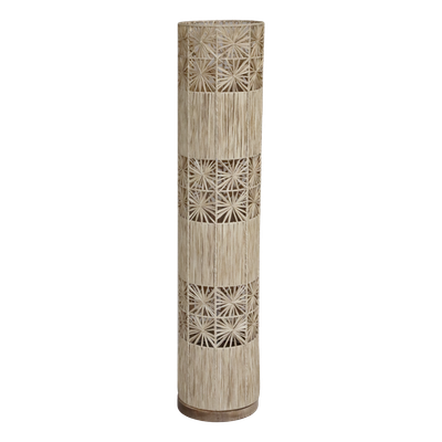 This natural wicker floor lamp is just as impressive as you'd expect it to be!
The light from this floor lamp gives a warm diffused glow that will give you a comfortable relaxing evening.
It's 127 cm high and made of raffia and has an iron frame 