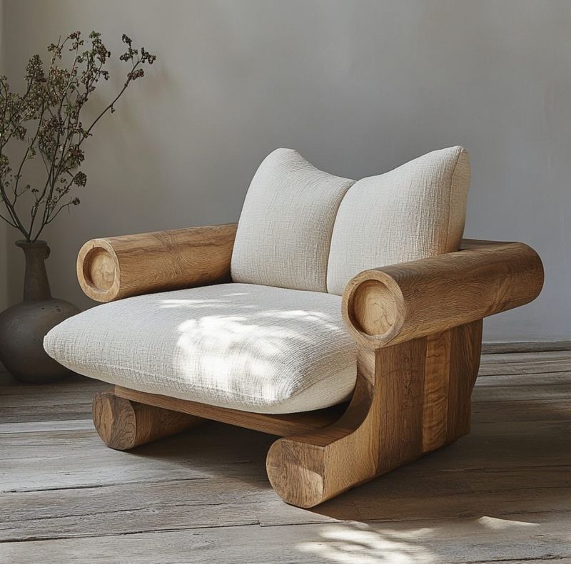 Upholstered armchair with padded seat, backrest and supportive arms