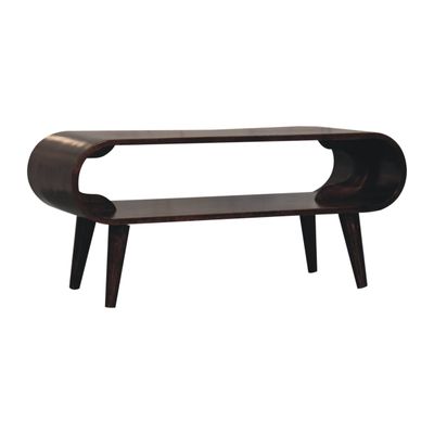 Finished in a delicious walnut, the  curves on this rather special Chorus coffee table are designed to house a useful shelf under the table top for your book or magazines, or maybe your remote controllers!