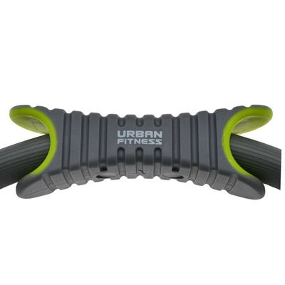 A close up view of the handle on this pilates ring