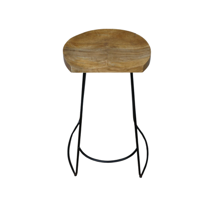 An ideal bar or breakfast stool made from iron and has a mango wood seat.
Height 72 cm.
