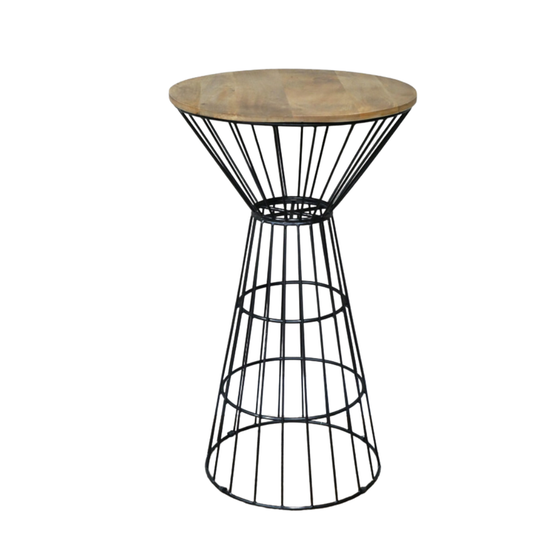 Here we have the luxury Hilton Bar Table with a big 106 cm height, made from iron and Mango Wood tabletop.