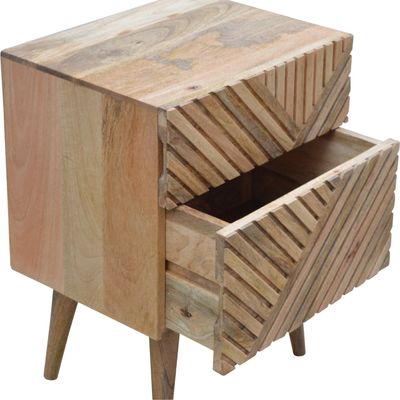 Line Carving Bedside Cabinet