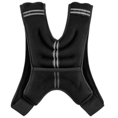 This Urban Fitness X Shape Vest is weighted and available in 3, 5, 8 and 10kg options. The vest gives added resistance to your runs but reduces body strain by distributing weight over your torso. 
Image shows the back view .