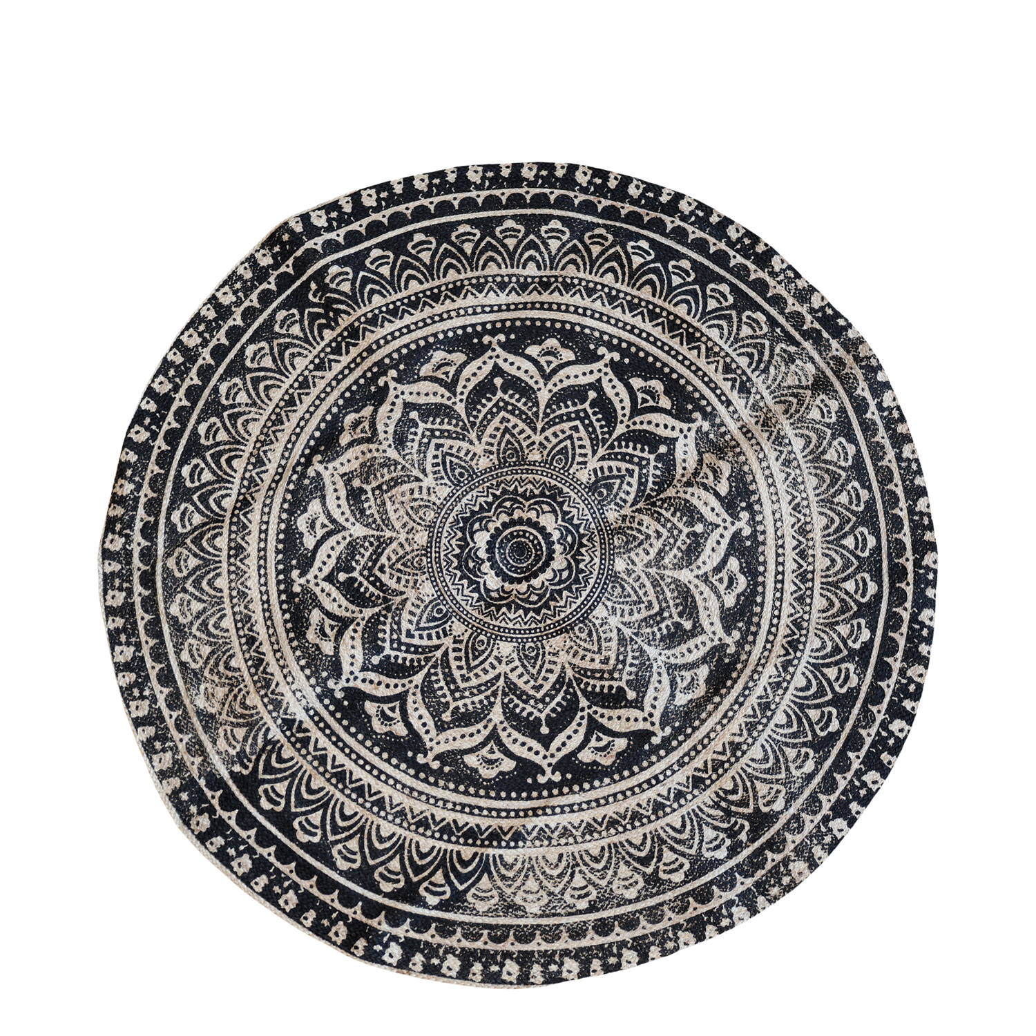 Just Circular Black and Cream Flora Pattern Design