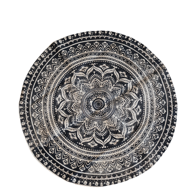 Just Circular Black and Cream Flora Pattern Design