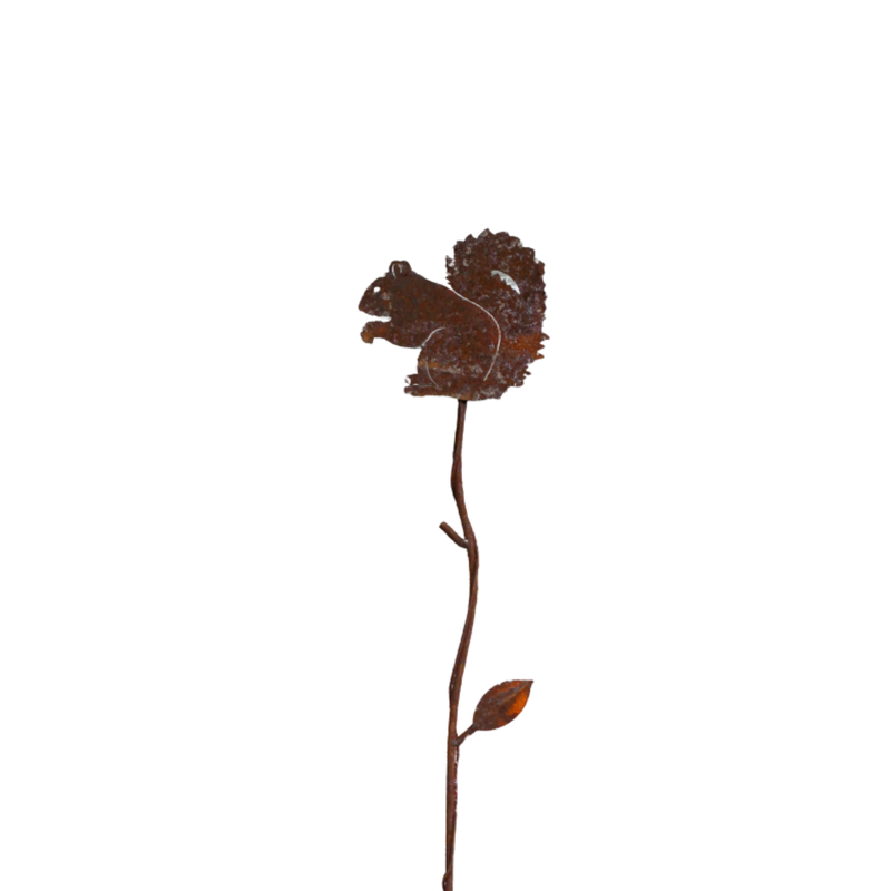 See him on the rusty finish metal stake