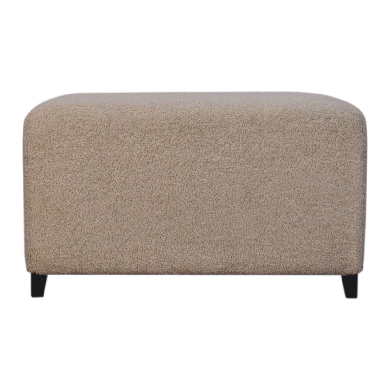 A good solid footstool finished in a cream boucle fabric