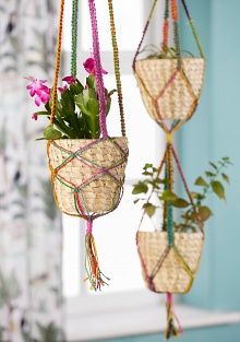 A lovely set of plant hangers and baskets to add life to your room. You get all three in this set. 