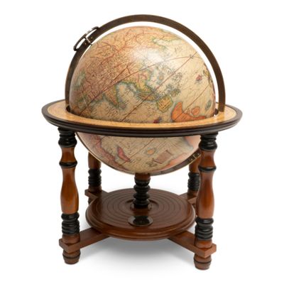 Look at the fine woodworking on this perfectly craftsman made globe stand containing the most wonderful world globe.