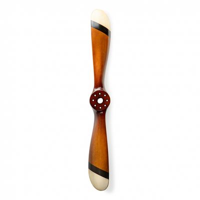 This fine propeller makes the ideal display in your home. The tips are painted with ivory and black stripes.