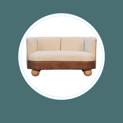 Boucle and Leather Sofa 
