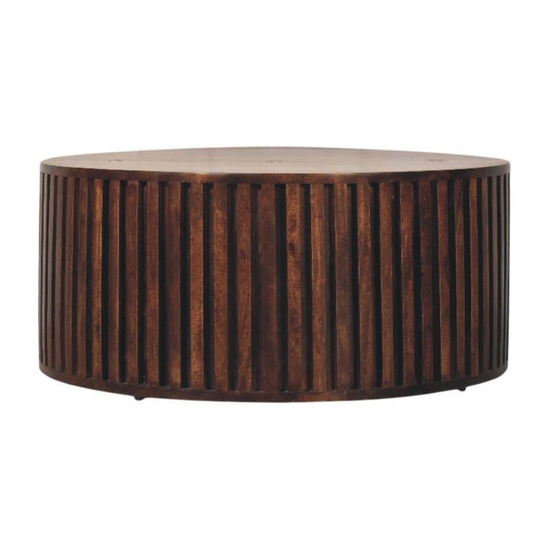 California Walnut Circular Storage Coffee Table