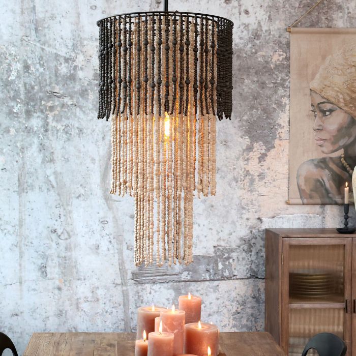 Bijou Wooden Bead Chandelier