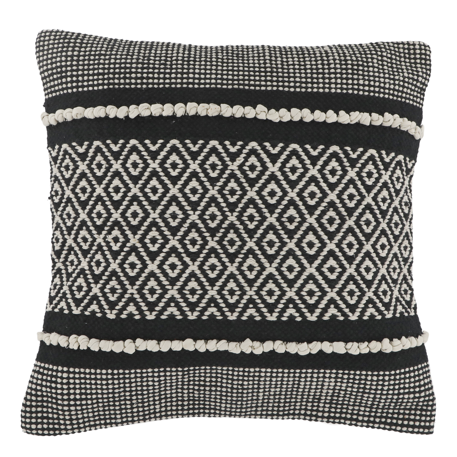 Chic Square Cushion - Black & Cream Diamond Pattern