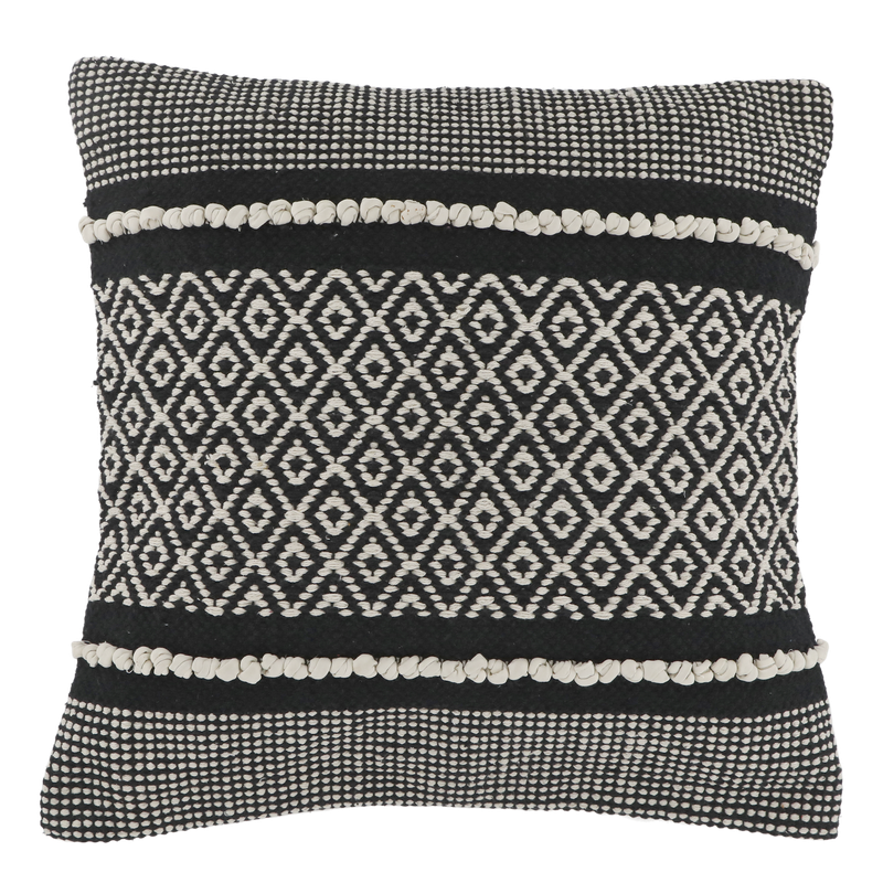 Chic Square Cushion - Black & Cream Diamond Pattern