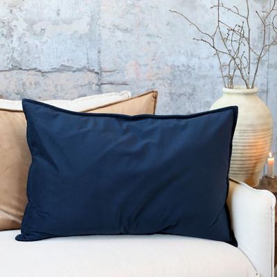 Chic Velour Rectangular Cushion - Indigo Blue