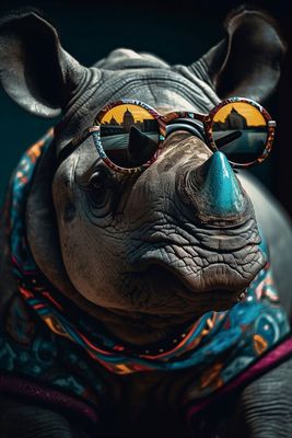 Archer Rhino Tempered Glass Wall Art
