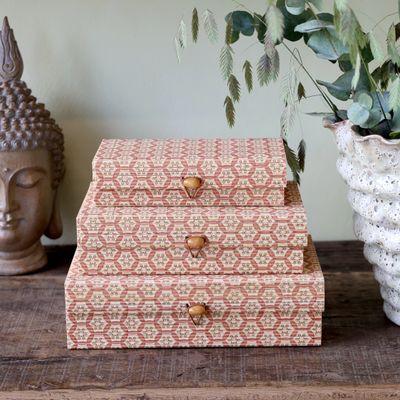 Amily Blush Set of Three Storage Boxes