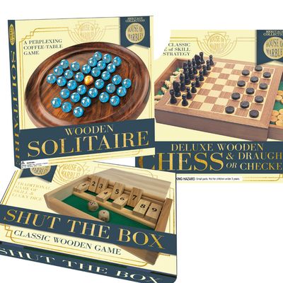 Classic Games Set - Chess & Draughts, Solitaire and Shut the Box