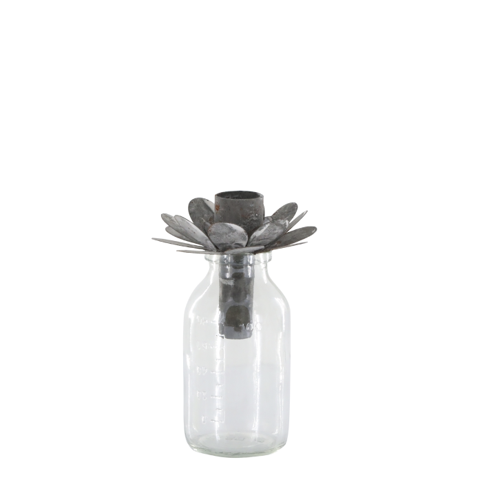 Fleur Glass Candlestick Holders (set of two)