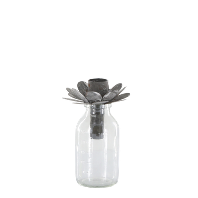 Fleur Glass Candlestick Holders (set of two)