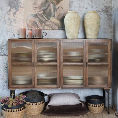 Prague Natural Finish Display Sideboard