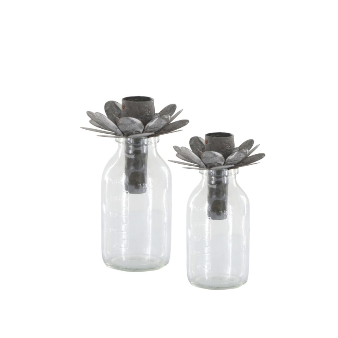 Fleur Glass Candlestick Holders (set of two) Fleur Glass Candlestick Holders (set of two)