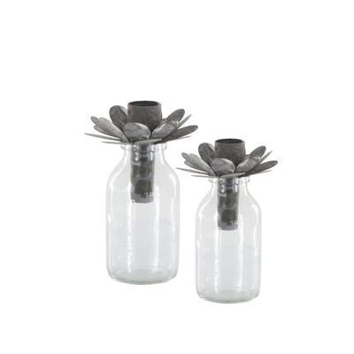 Fleur Glass Candlestick Holders (set of two) Fleur Glass Candlestick Holders (set of two)